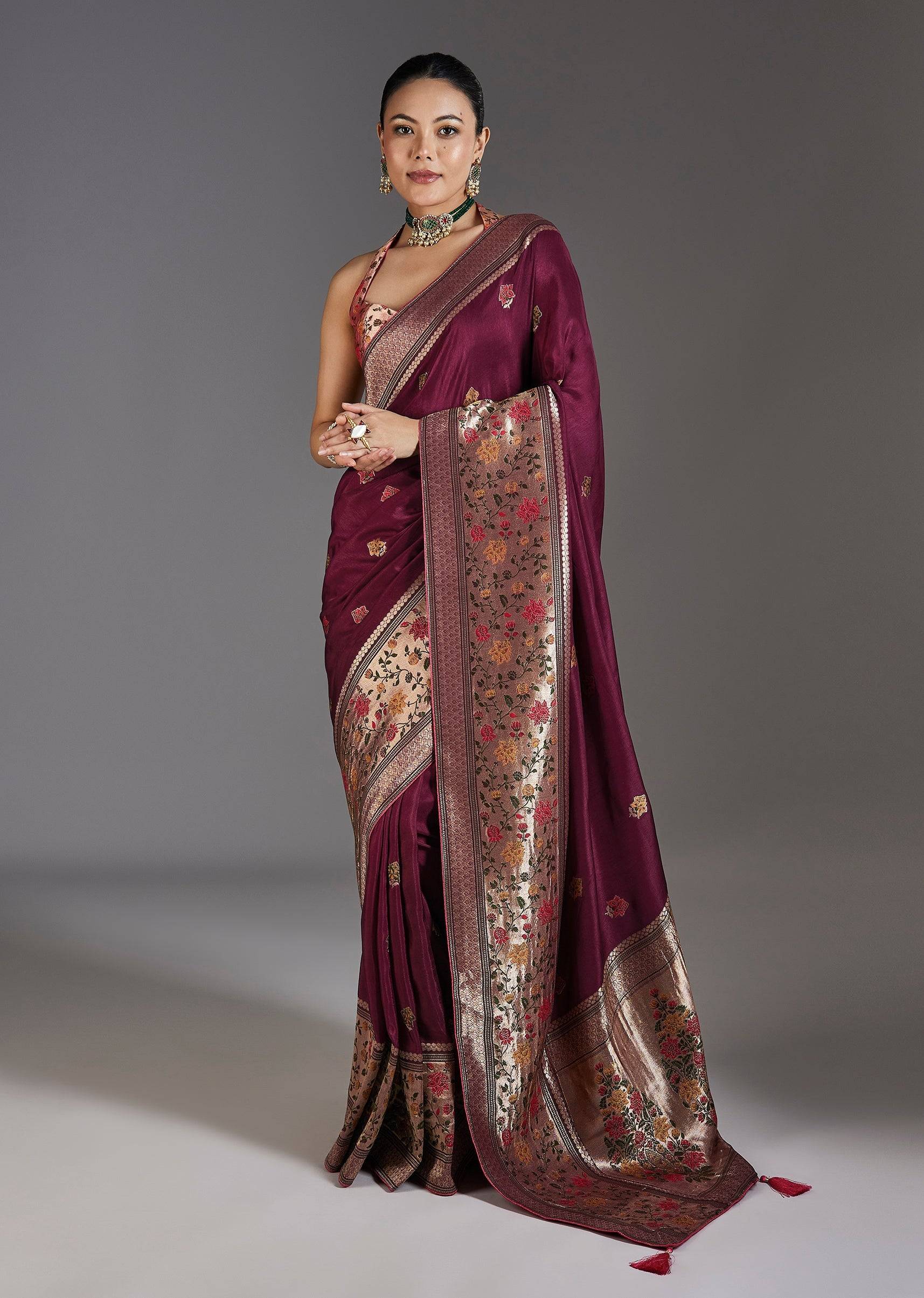 Wine Dola Silk Saree