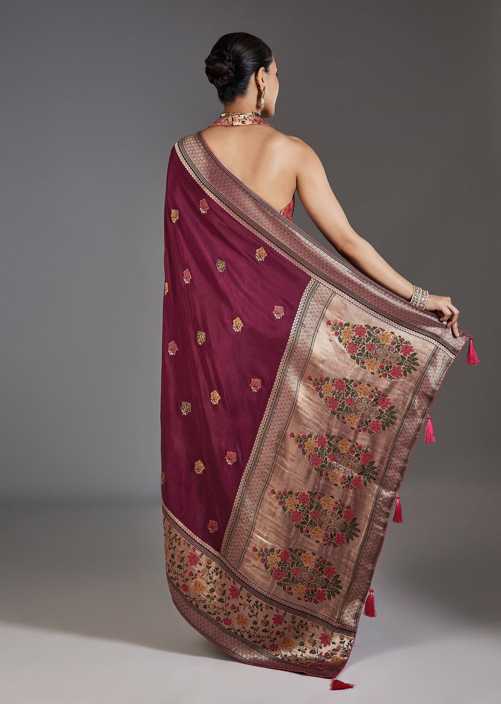 Wine Dola Silk Saree
