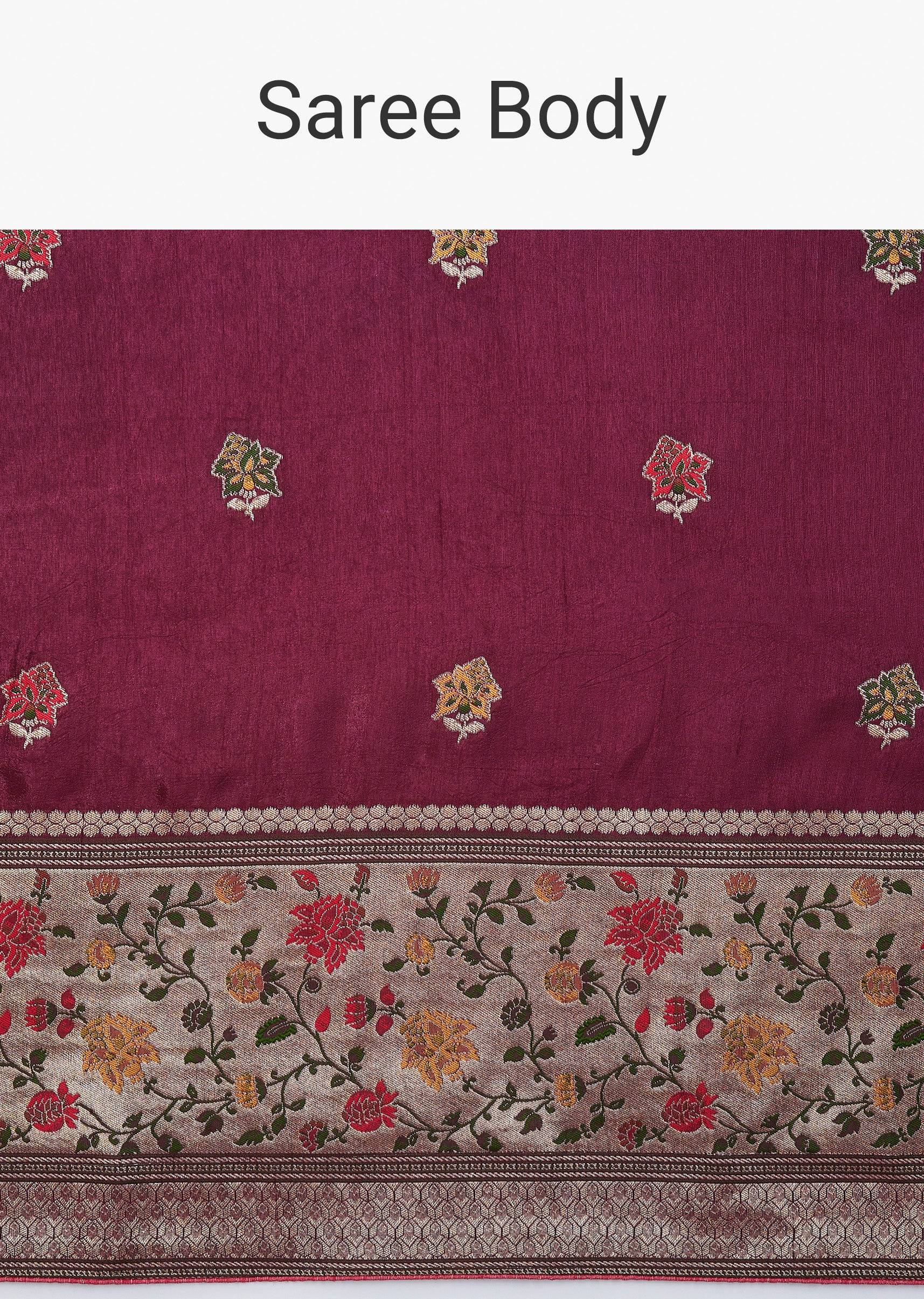 Wine Dola Silk Saree