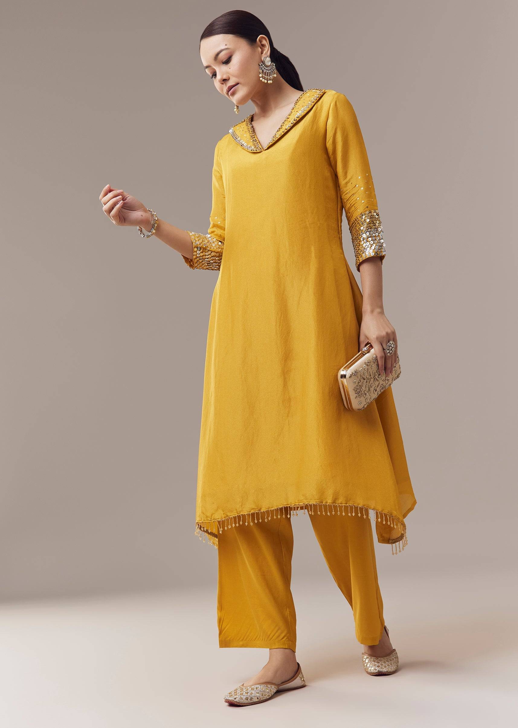 yellow-coord-set-with-sequins-work-sg355351-1 eee1107f-c3bc-4deb-9e9a-96334c02b5d5