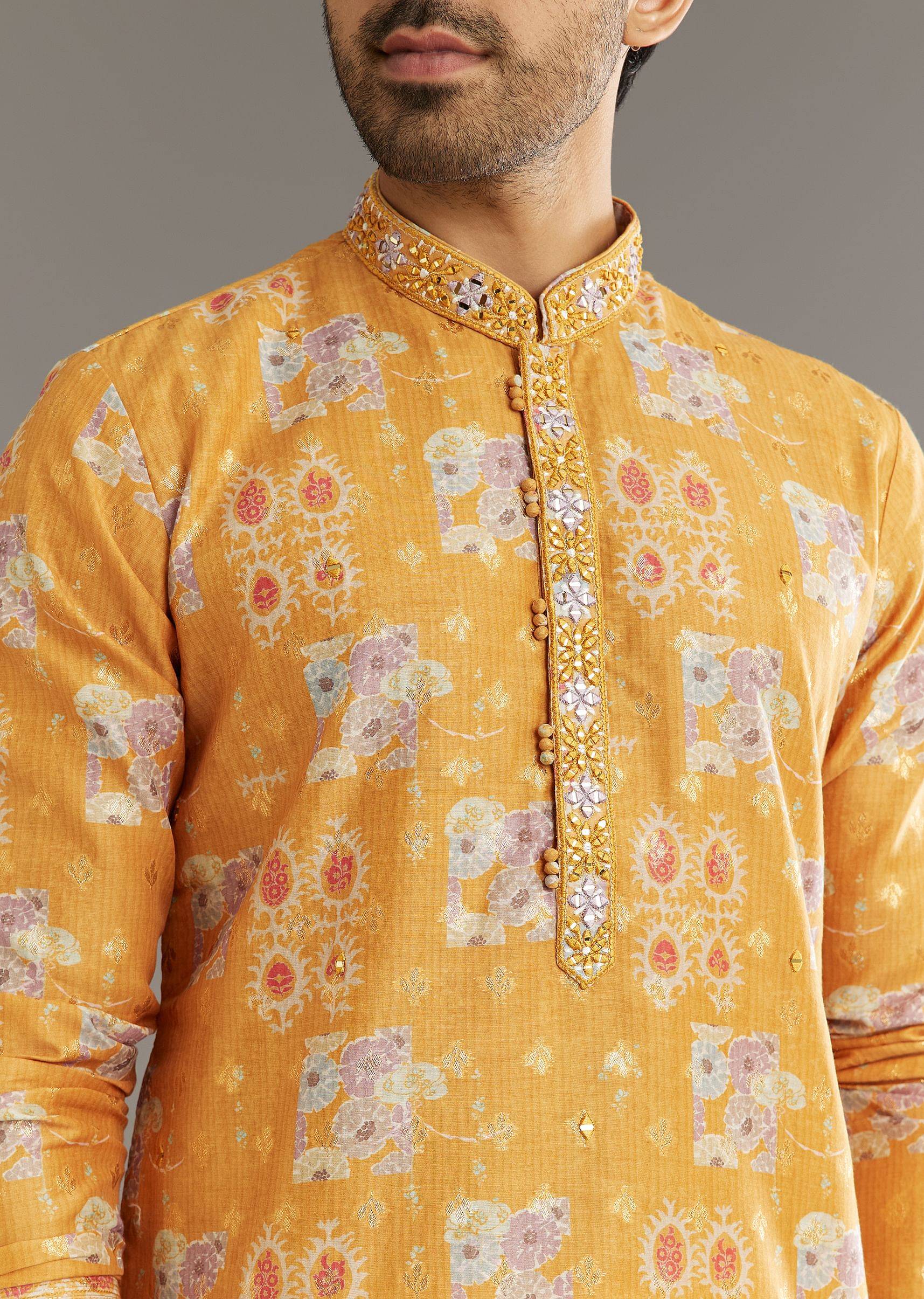 yellow-silk-kurta-set-with-print-work-sg309145-1