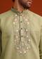 Green Floral Handwork Kurta Set In Linen