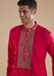 Pink Silk Kurta Set With Thread Resham Work