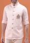 Pink Linen Kurta And Embroidered Jacket For Men