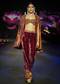 Deep Magenta Velvet Brocade Cape Jacket Suit
