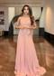 Peach Georgette Embroidered Crop Top Pant Set