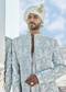 Powder Blue Self Embroidered Groom Sherwani