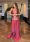 Maroon Banarasi Brocade Crop Top And Skirt Set