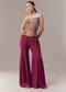 Wine Corset Crop Top And Pants Set With Thread And Sequins Work