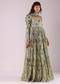 Aqua Green Embroidered Anarkali Suit Set In Foil Knit With Foil Print And Ruffle Border Dupatta