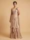 Beige Satin Flow Drape Saree