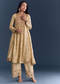 Beige Silk Anarkali Suit With Zari Embroidery
