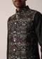 Black Festive Jacket Kurta Set For Men