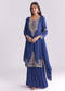 Blue Chinon Sharara Suit With Cutdana And Sequins Embroidery