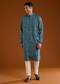 Blue Resham Motif Mens Kurta Pant Set in Silk