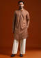 Brown Kurta Set For Men With Thread Work