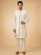 Crisp White Structured Pathani Set