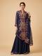 Dark Blue Embroidered Jacket Set