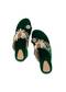 Green Hand Embellished Velvet Wedges
