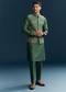 Green Silk Kurta Jacket Set With Thread Detail Work