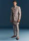 Grey Silk Kurta Jacket Set For Men With Floral Print And Sequins
