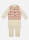 Kalki Powder Pink Printed Kurta Jacket Set In Cotton For Boys