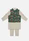 Kalki Sea Green Printed Jacket Kurta Set In Cotton For Boys