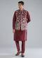 Maroon Kurta Jacket Set With Thread Resham Work