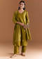 Mehendi Green Silk Kurta Set With Zari And Gota Work