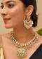 Mint Green Kundan Pendant Drop Necklace and Earrings Set
