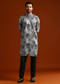 Multicolour Kurta Set For Men With Heavy Kantha Work