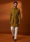 Mustard Yellow Polyester Floral Kurta Jacket Set