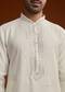 Off White Silk Kurta Set With Mirror Work