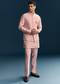 Pastel Pink Silk Kurta Jacket Set With Thread Detail Work