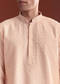 Pink Banarasi Silk Kurta Set For Men With Intricate Hand Work