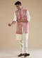 Pink Kurta Jacket Set With Thread Resham French Knot Moti And Cut Dana Detail
