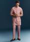 Pink Silk Kurta Jacket Set With Minimal Thread Detail Work