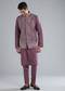 Purple Silk Kurta Jacket Set With Zari Mirror Work