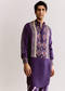 Purple Silk Kurta Set With Ajrakh Print