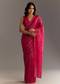 Rani Pink Crushed Tissue Saree With Cutdana And Sequin Embroidery