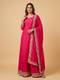 Red Embroidered Jacket Set With Floral Work