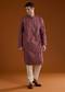Red Silk Resham Embroidered Mens Kurta Pant Set