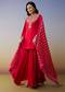 Red Viscose Satin Palazzo Suit with Zardosi Work