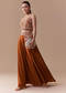 Rust Silk Crop Top Palazzo Set with Cudtana Embroidery