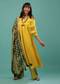 Canary Yellow A Line Suit With Woven Bandhani Brocade Green Dupatta