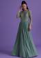 Pastel Green Gown In Georgette With Cut Dana Embroidery