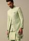 Green Georgette Indowestern Sherwani Set For Men