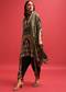 Black Georgette Printed Kaftan Dhoti Set With Potli