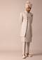 Exquisite Beige Silk Sherwani With Intricate Embroidery
