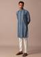 Blue Cotton Silk Kurta With Print